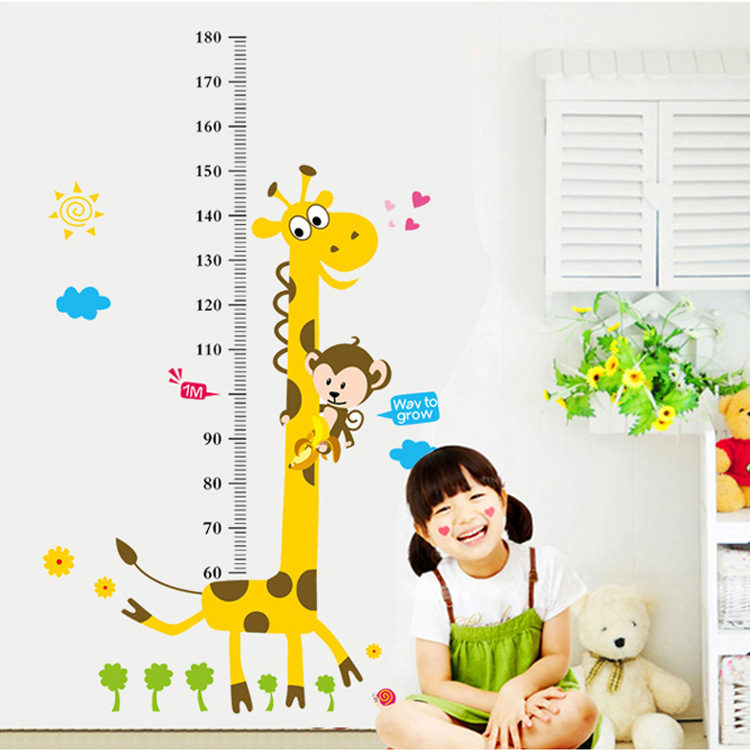 一件代發兒童房裝飾墻貼畫卡通壁紙測量身高貼紙AY7178【長頸鹿】工廠,批發,進口,代購