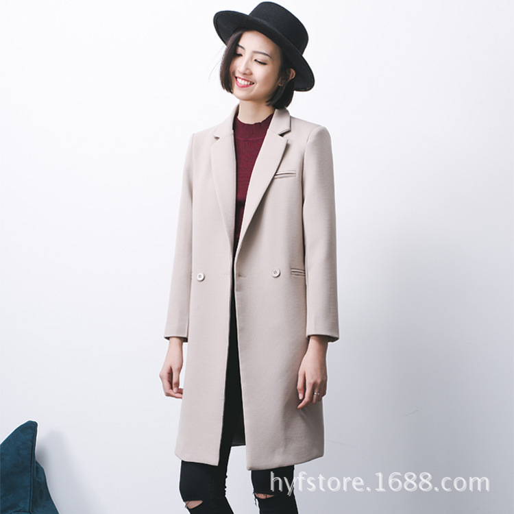 春秋韓國新款大碼小西裝外套女薄中長款西服顯瘦修身墊肩325#批發・進口・工廠・代買・代購