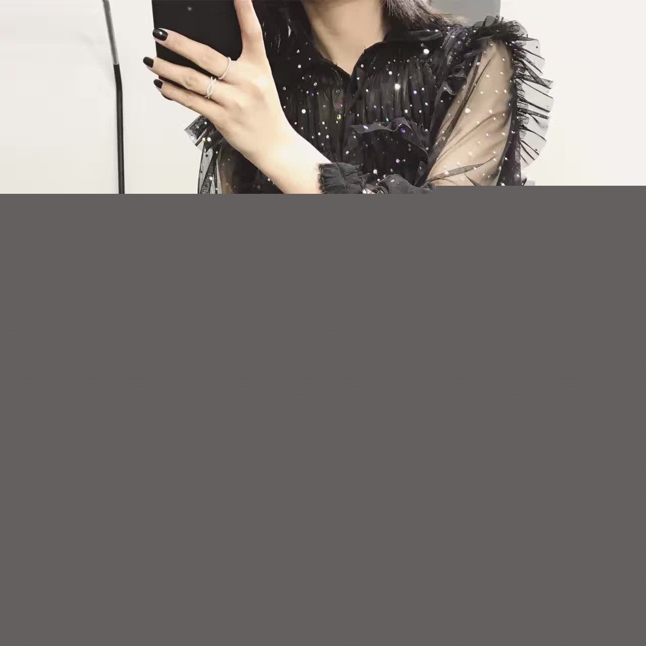 棲_STUDIO 2016冬季 設計款透視網紗壓皺百褶閃鉆襯衫開衫潮女批發・進口・工廠・代買・代購