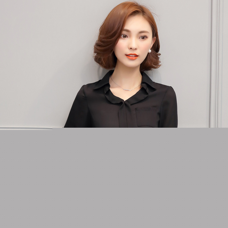 2016秋季寬松顯瘦白色長袖雪紡衫V領套頭職業長袖襯衫女裝批發工廠,批發,進口,代購