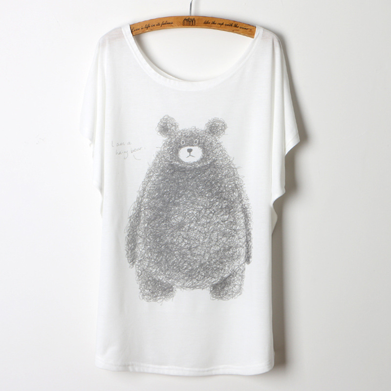 數位印花 手繪 熊貓 3d印花女士短袖大象2015夏季T恤寬松大碼批發・進口・工廠・代買・代購