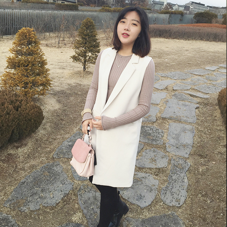 2017年春裝新款女東大門批無袖顯瘦背心西裝外套長款馬甲女1065批發・進口・工廠・代買・代購