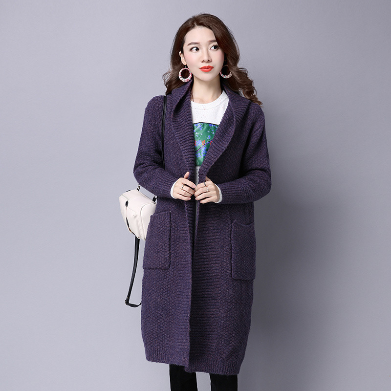 精品女裝2016年冬季新款韓版連帽針織開衫外套加長款毛衣BLC3316批發・進口・工廠・代買・代購