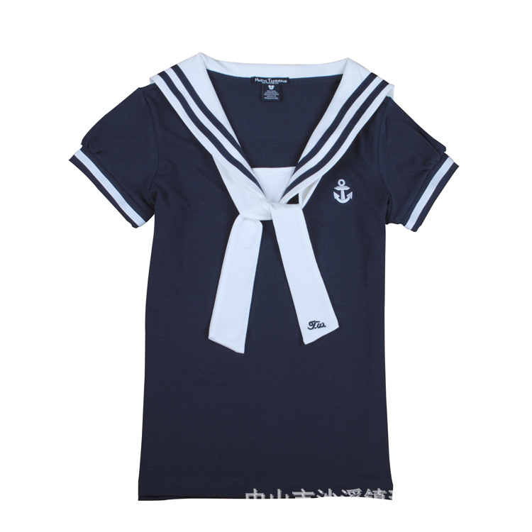 廠價批發女裝海軍可愛學院風翻領短袖T恤棉#1171工廠,批發,進口,代購