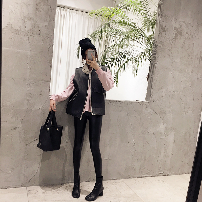 1501# 女裝秋季新款  羊羔毛內裡皮馬夾工廠,批發,進口,代購
