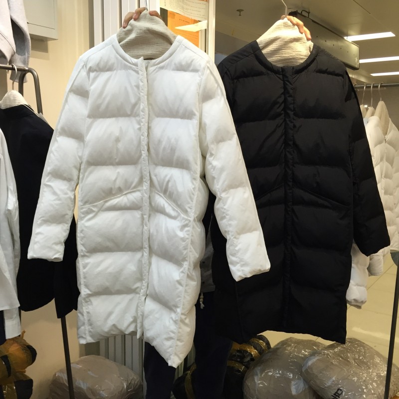 韓國ulzzang 2DAY純色前拉鏈雙口袋中長款保暖棉衣麵包服女潮批發・進口・工廠・代買・代購