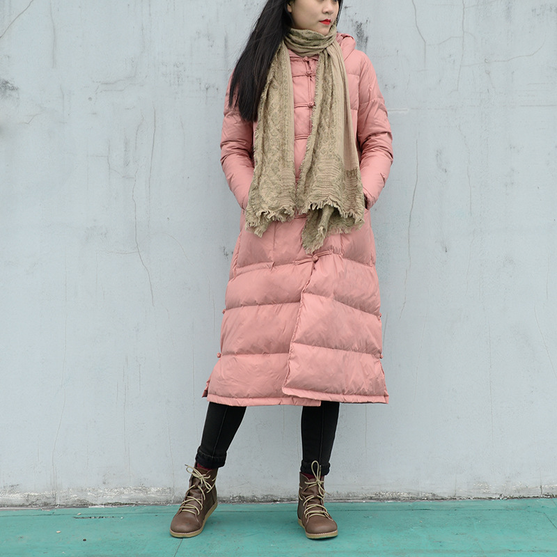 2016冬季新款輕薄羽絨衣女復古盤扣長款過膝連帽外套加厚羽絨棉衣批發・進口・工廠・代買・代購
