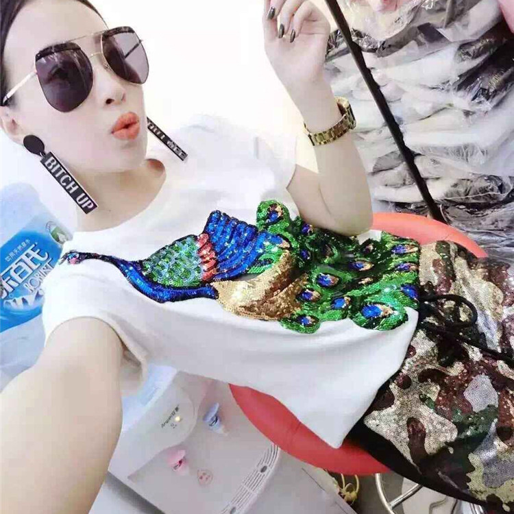 便宜衣服批發 2016夏季韓版短袖t恤 女士亮片上衣 女裝 一件代發批發・進口・工廠・代買・代購