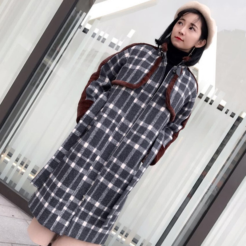 秋冬新款韓版直筒收腰加棉加厚毛呢外套女中長款棉衣批發・進口・工廠・代買・代購