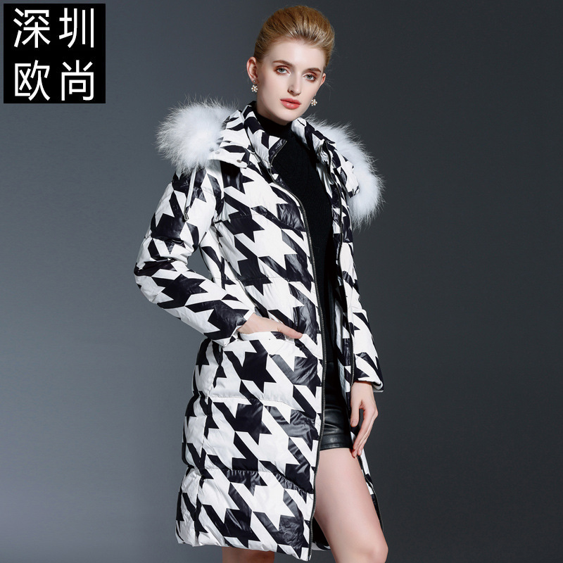 羽絨衣女2016冬裝新款女裝千鳥格黑白輕薄羽絨衣南油檔口服裝批發工廠,批發,進口,代購