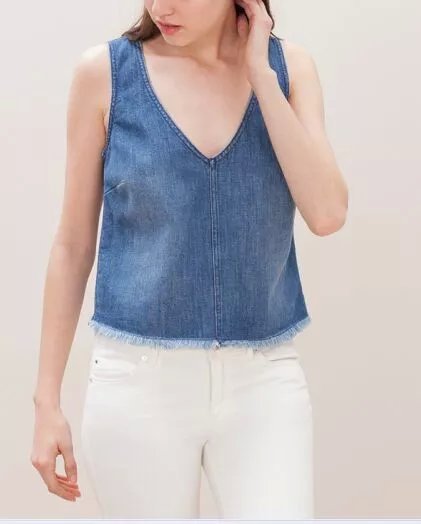 2016新款春夏季歐洲站韓版無袖V領毛邊牛仔馬甲背心上衣女批發・進口・工廠・代買・代購