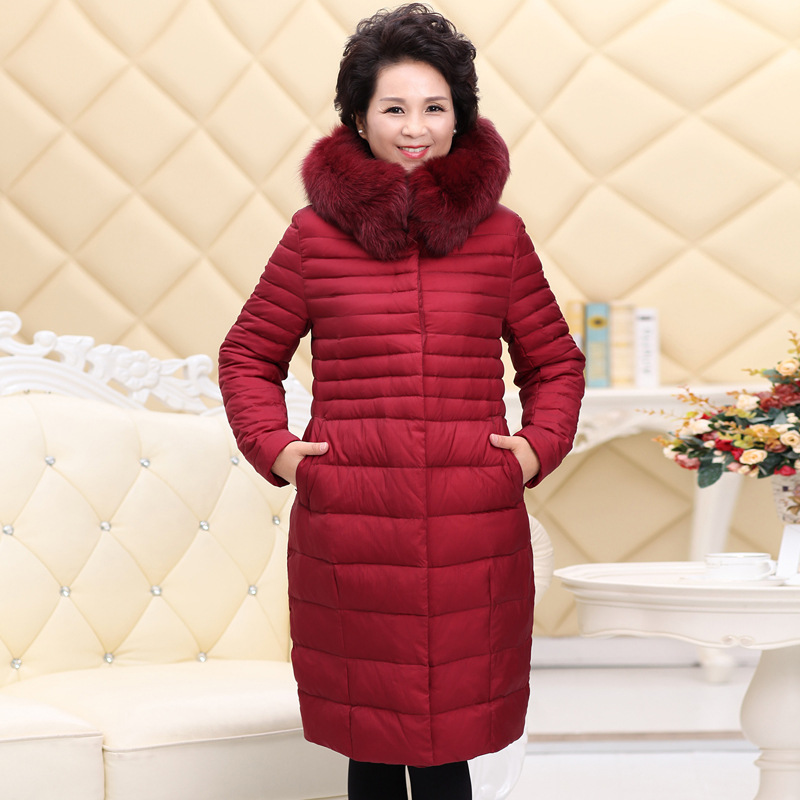 正品女士過膝羽絨衣加長款中老年媽媽裝加厚加肥加大碼韓版外套女批發・進口・工廠・代買・代購