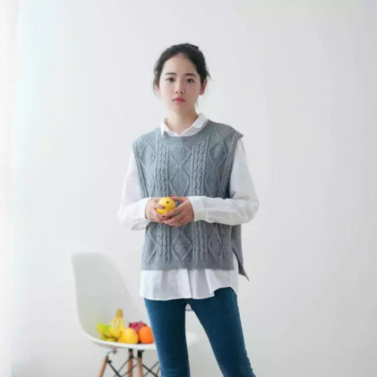 秋季新款森女系 百搭圓領前短後長無袖針織背心批發・進口・工廠・代買・代購