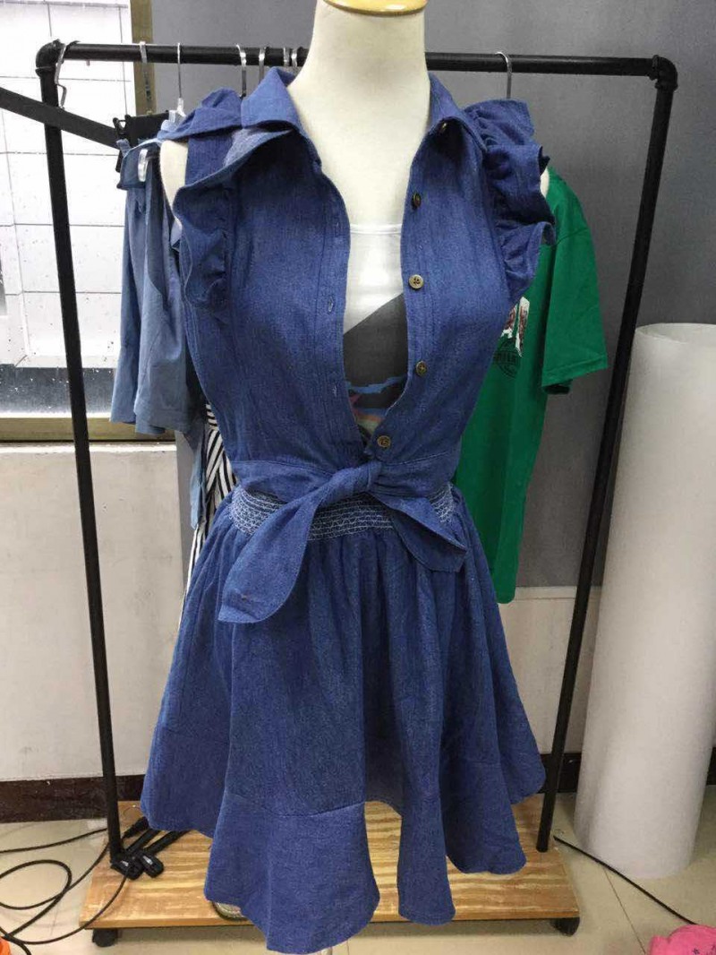 日本原單荷葉邊綁帶蝴蝶結牛仔衫復古新款短款上衣背心外搭工廠,批發,進口,代購