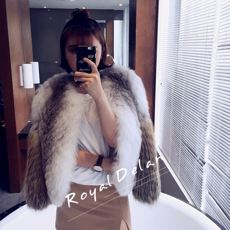 611C 歐美大牌同款水貂配狐貍毛皮草外套短款女 海寧皮草批發批發・進口・工廠・代買・代購