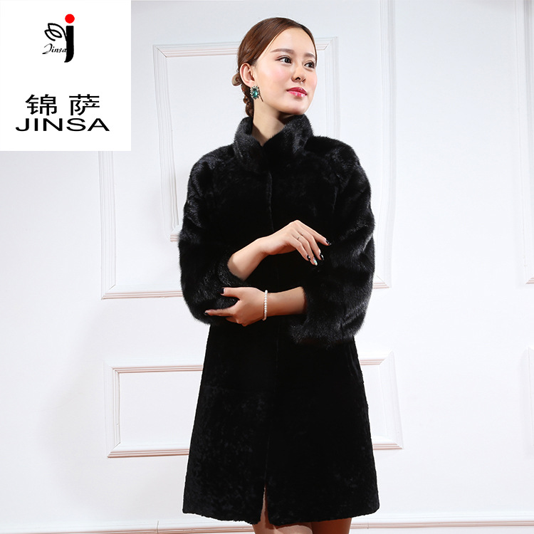 辛集批發 進口美利奴真羊剪絨大衣女2016新款 貂袖真皮外套 皮草批發・進口・工廠・代買・代購