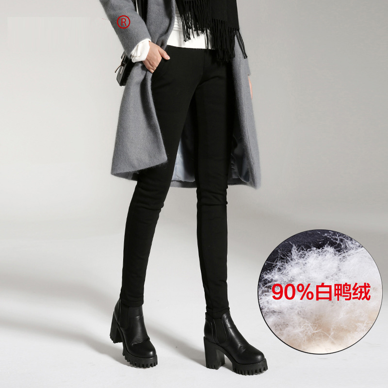 2016冬新款內搭褲羽絨褲女外穿高腰顯瘦棉褲大碼保暖加厚加絨女褲工廠,批發,進口,代購