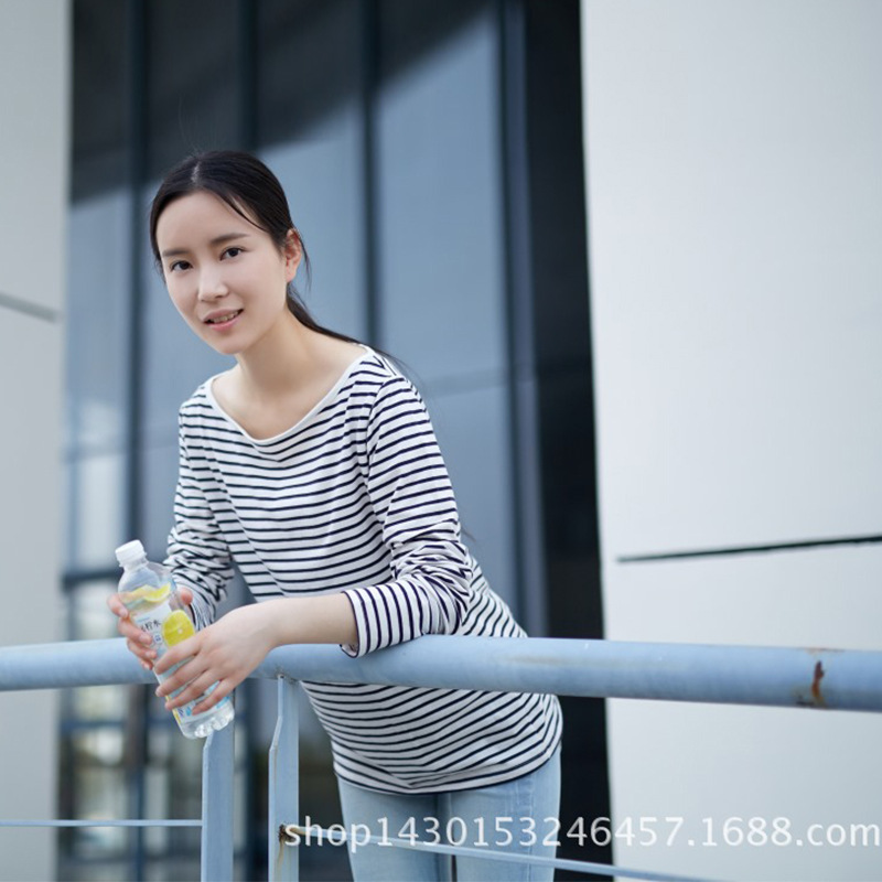南通工廠批發直銷 條紋長袖T恤女 學生T恤 外貿純棉T恤特價批發批發・進口・工廠・代買・代購