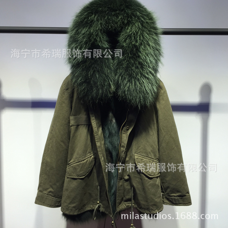 2016新款mr mrs furs意大利郊墨綠色狼毛皮草外套皮草夫婦招代理批發・進口・工廠・代買・代購