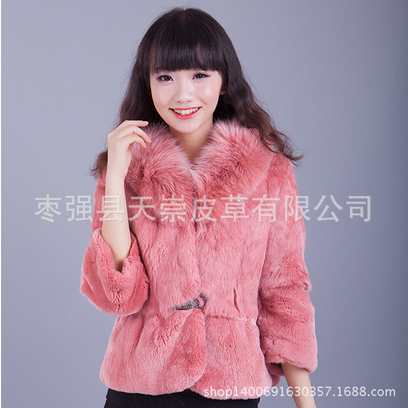 秋冬女士新款韓版修身狐貍毛領獺兔兔皮整皮皮草外套地攤價批發・進口・工廠・代買・代購