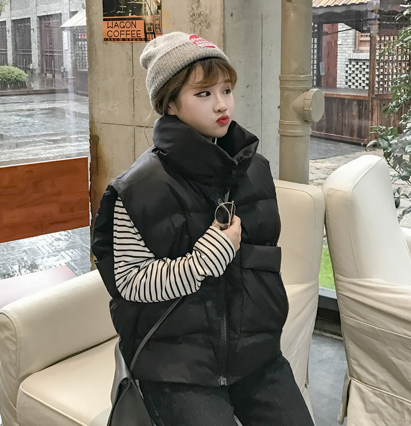 秋冬韓版bf風寬松百搭立領短款馬甲背心學生加厚羽絨棉衣馬夾外套工廠,批發,進口,代購