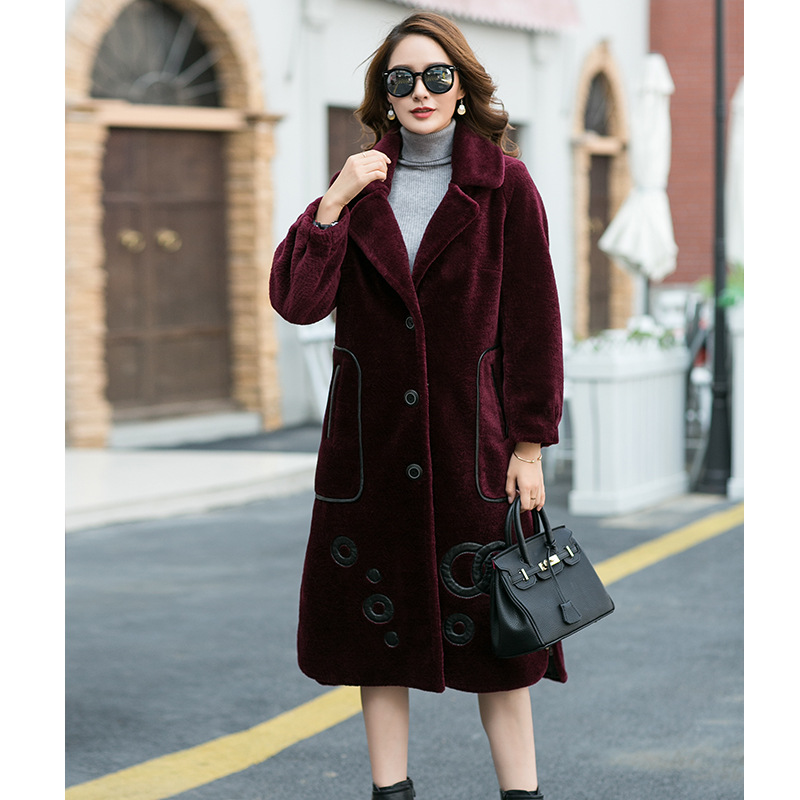 批發女裝2016新款羊毛羊剪絨皮草大衣女士外套加長款修身顯瘦海寧批發・進口・工廠・代買・代購