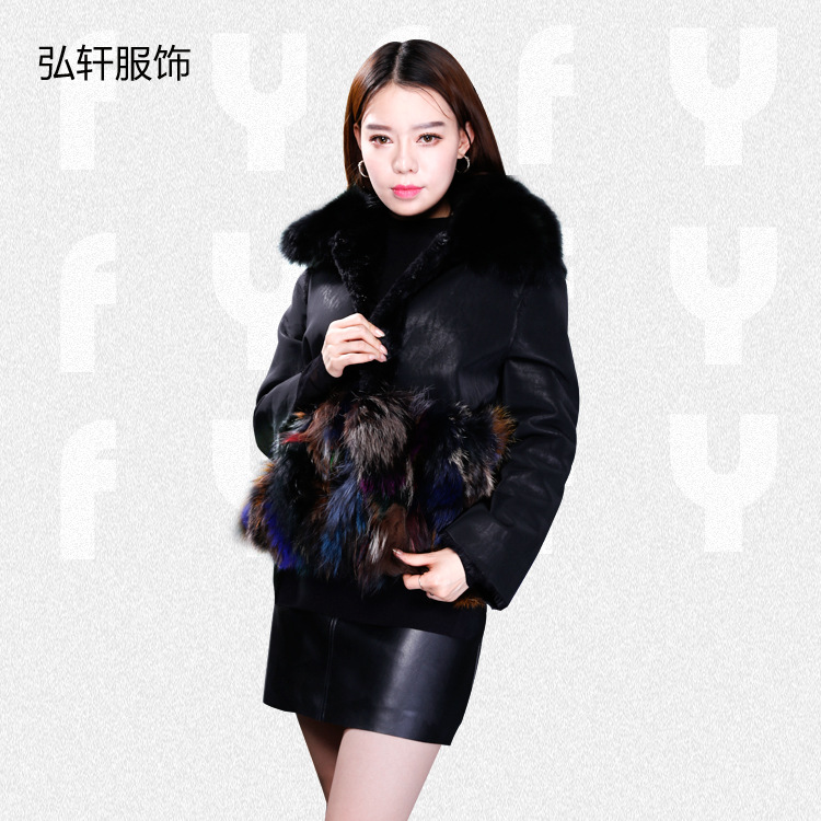 廠傢直銷皮毛一體短款黑色外套 羊絨麵保暖加厚時尚女裝工廠,批發,進口,代購