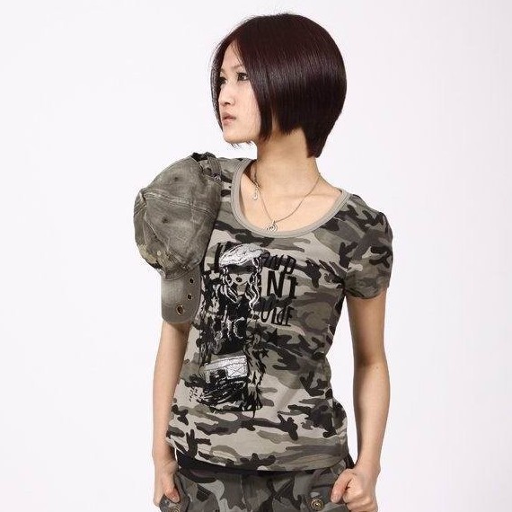 韓版時尚 2014新款女式短袖迷彩T恤  酷韓星0911#批發・進口・工廠・代買・代購