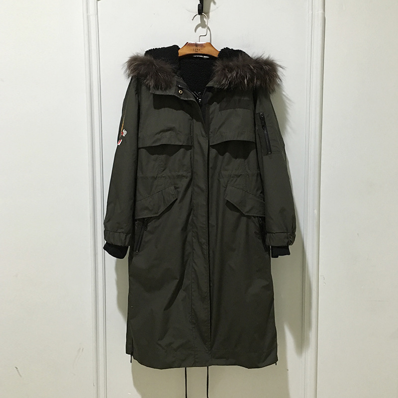 韓國明星同款棉大衣 加長款刺繡連帽兩件套棉服 外貿原單大衣供應批發・進口・工廠・代買・代購