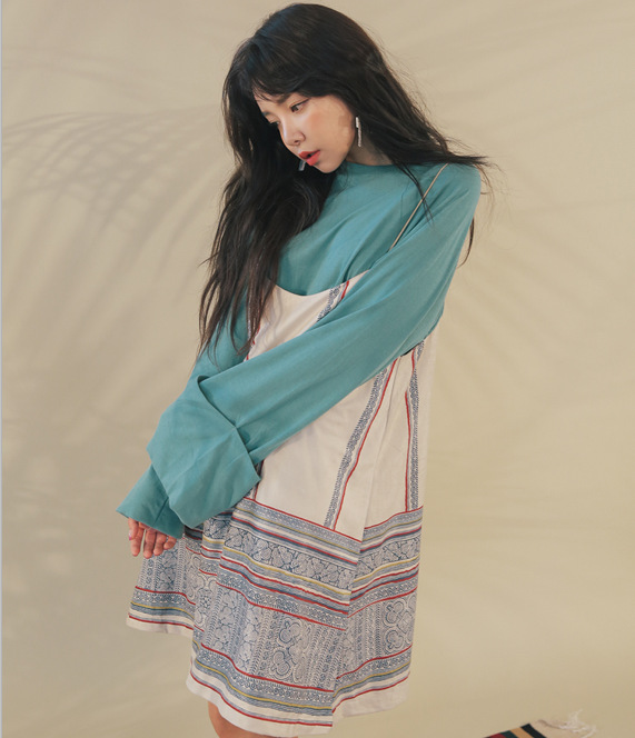 韓國春裝新品 純色個性折邊設計長袖寬松T恤上衣#5601工廠,批發,進口,代購