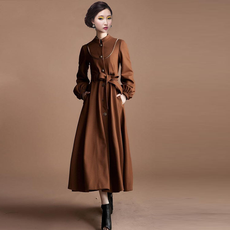 現貨2015艾斐莎羊毛女裝宮廷公主風款大擺高端氣質女式超長大衣女批發・進口・工廠・代買・代購