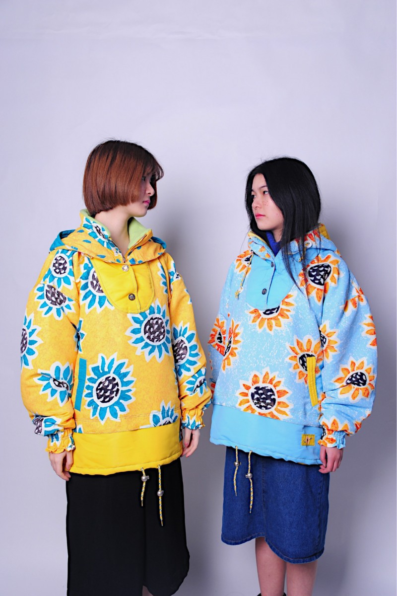 獨傢 少女心復古向日葵中長款棉服風衣 古著感套頭衫沖鋒衣在販售批發・進口・工廠・代買・代購