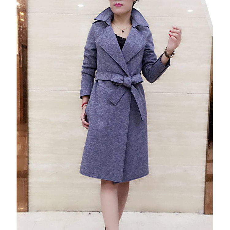 毛尼大衣女衣外套冬季潮雙排扣腰帶中長款顯廋風衣女一件代發批發・進口・工廠・代買・代購