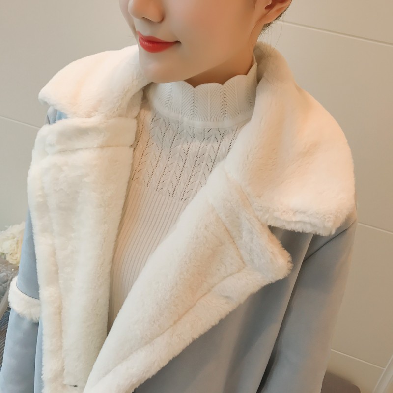 2016冬裝韓版女裝羊羔毛外套西裝領毛絨加厚保暖棉衣女中長款新品工廠,批發,進口,代購