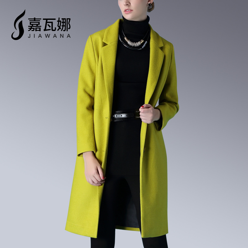 2016秋冬新款修身毛呢外套女中長款歐美高端氣質羊毛呢子加厚大衣工廠,批發,進口,代購