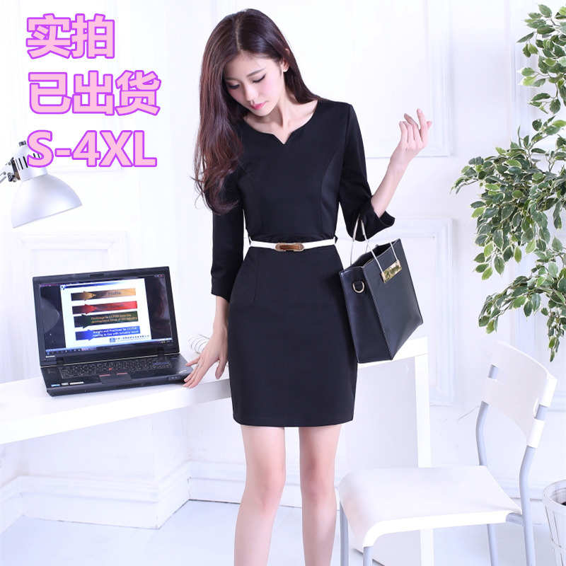 2016春裝新韓版職業裝正裝女白領工作服OL氣質包臀職業長袖連衣裙批發・進口・工廠・代買・代購