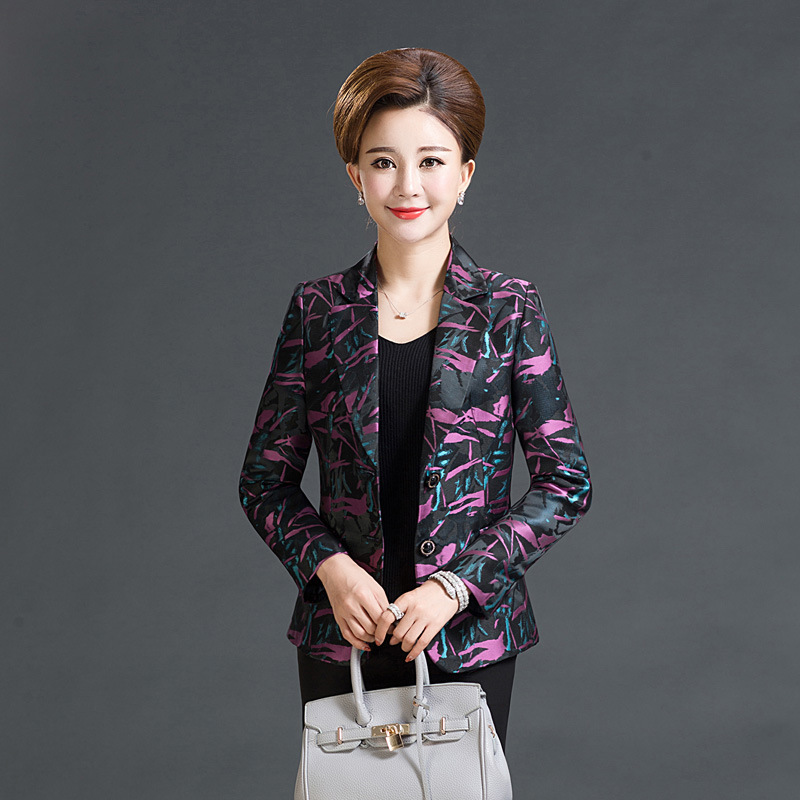 2016新款中年修身小西服女裝春秋裝媽媽裝短款中老年女裝大碼外套批發・進口・工廠・代買・代購