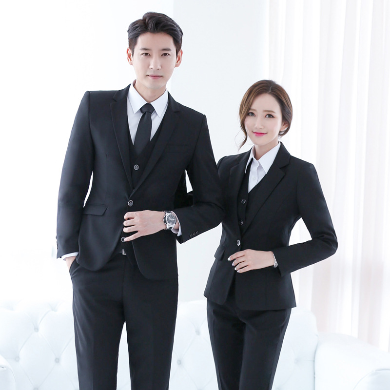 職業裝女褲套裝經理白領商務裝男女同款三件套工作服黑色大碼西裝批發・進口・工廠・代買・代購
