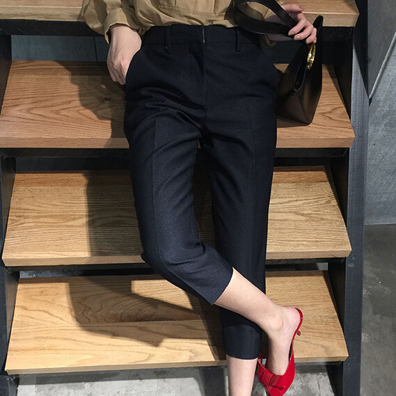 Y0890 2015/ss 氣質 好質感 低腰八分西裝褲批發・進口・工廠・代買・代購