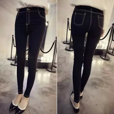春夏款韓版學生高腰九分牛仔褲女磨破修身顯瘦小腳褲彈力長褲子潮批發・進口・工廠・代買・代購