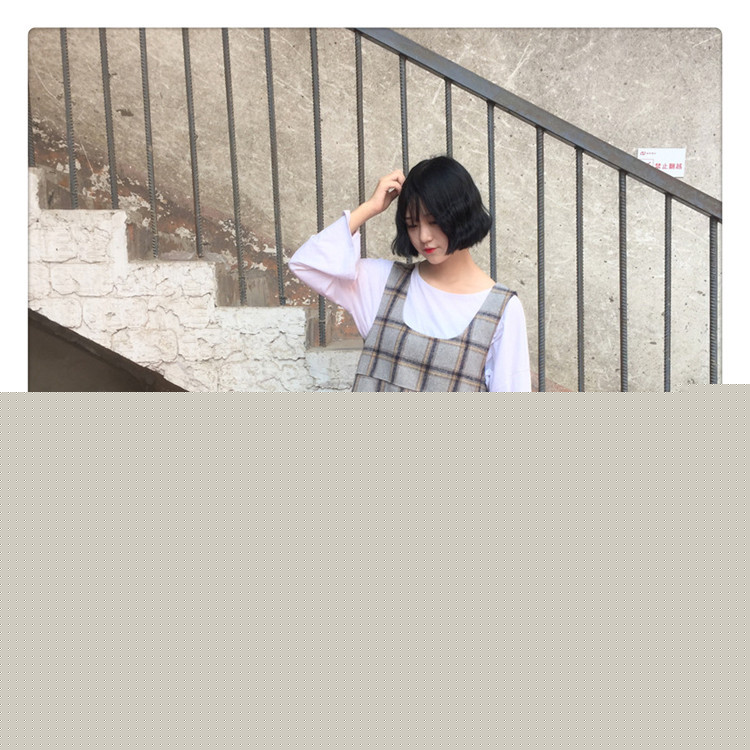 包郵秋冬包郵學院風復古格子魚尾荷葉邊顯瘦毛呢背帶裙連衣裙女潮批發・進口・工廠・代買・代購