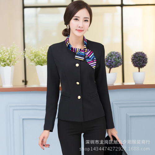 職業工作服秋冬新款職業OL套裝 銀行前臺珠寶店長袖商務西裝套褲工廠,批發,進口,代購