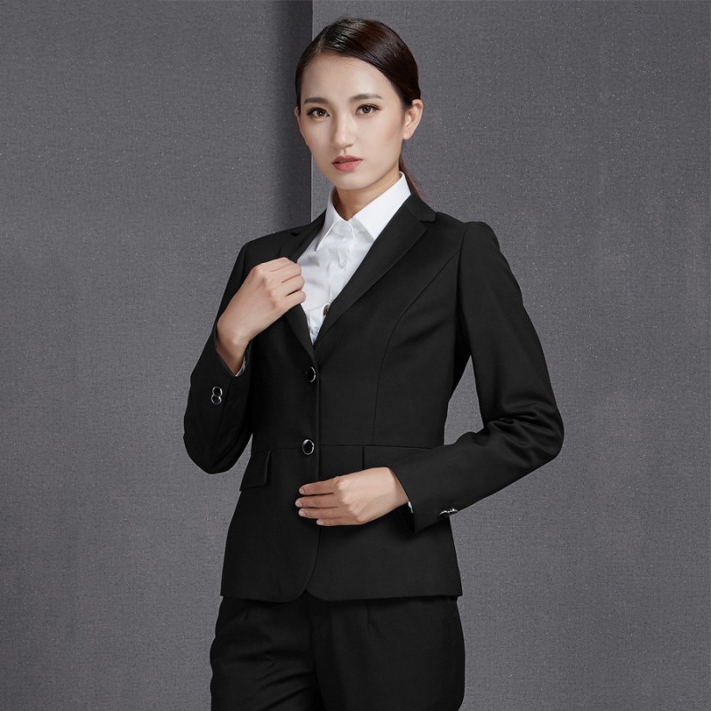 商務正裝女秋季短款小外套珠寶店工裝修身黑色褲套裝韓版職業西裝批發・進口・工廠・代買・代購