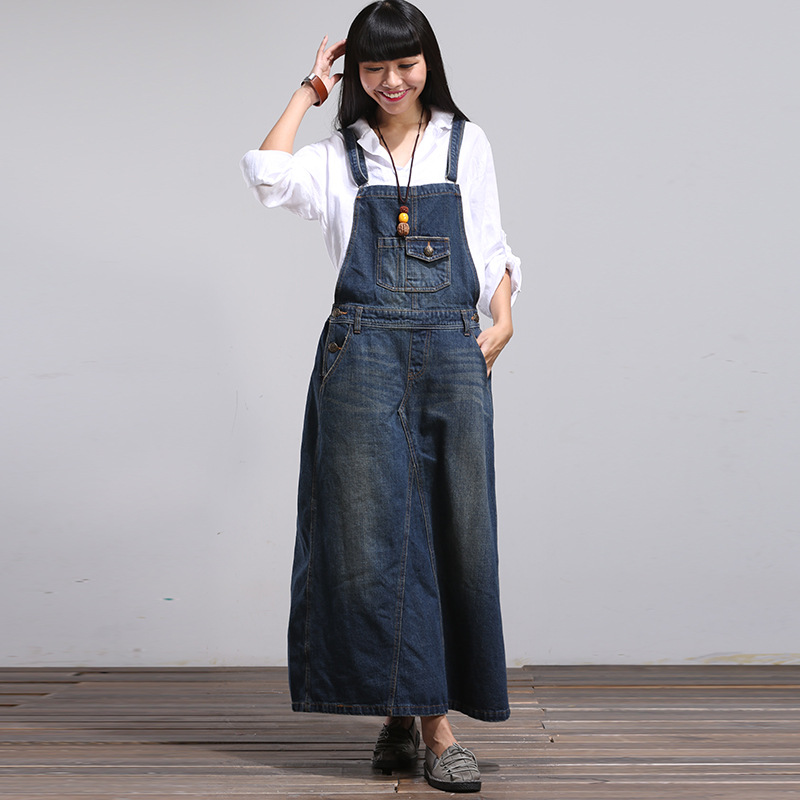 YSBS一衫伴水春新款休閒個性A字裙吊帶牛仔連衣裙文藝女裝批發・進口・工廠・代買・代購