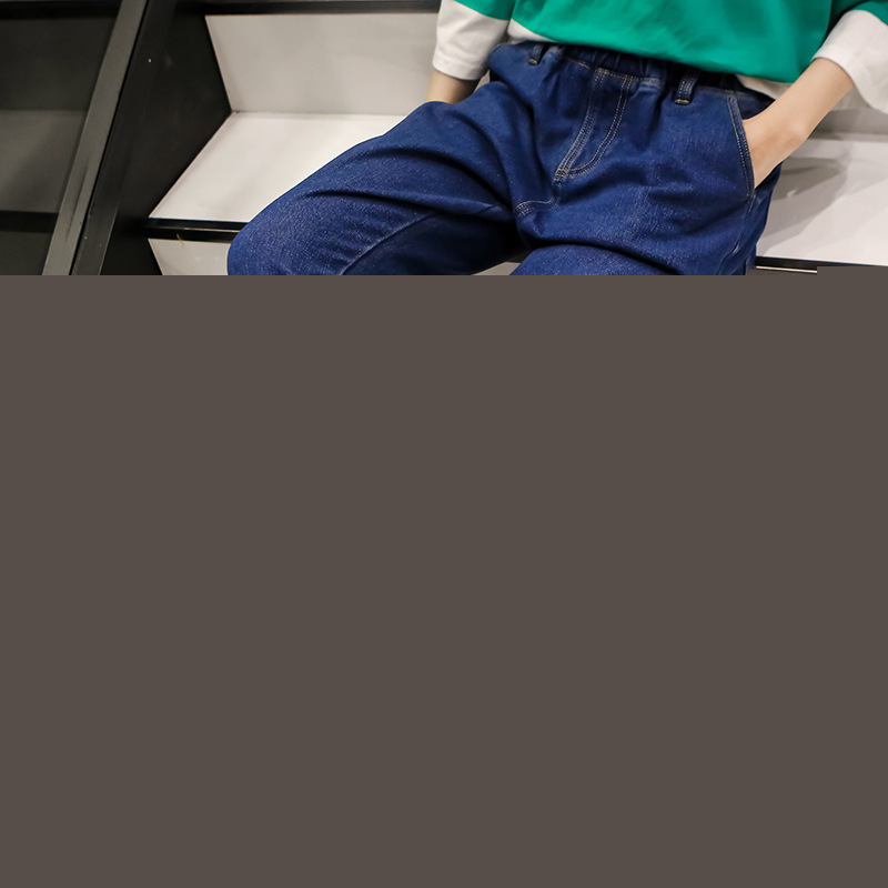 實拍收口小腳褲寬松束腳松緊高腰牛仔褲女潮學生運動哈倫褲批發・進口・工廠・代買・代購