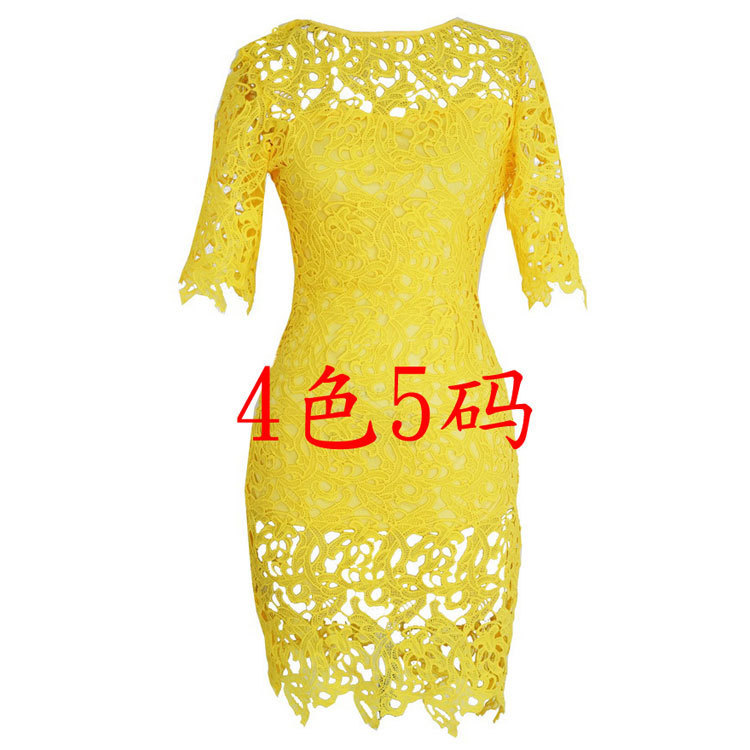 4400 4色5碼ebay速賣通熱賣鏤空刺繡繃帶蕾絲歐美連衣裙女裝批發・進口・工廠・代買・代購