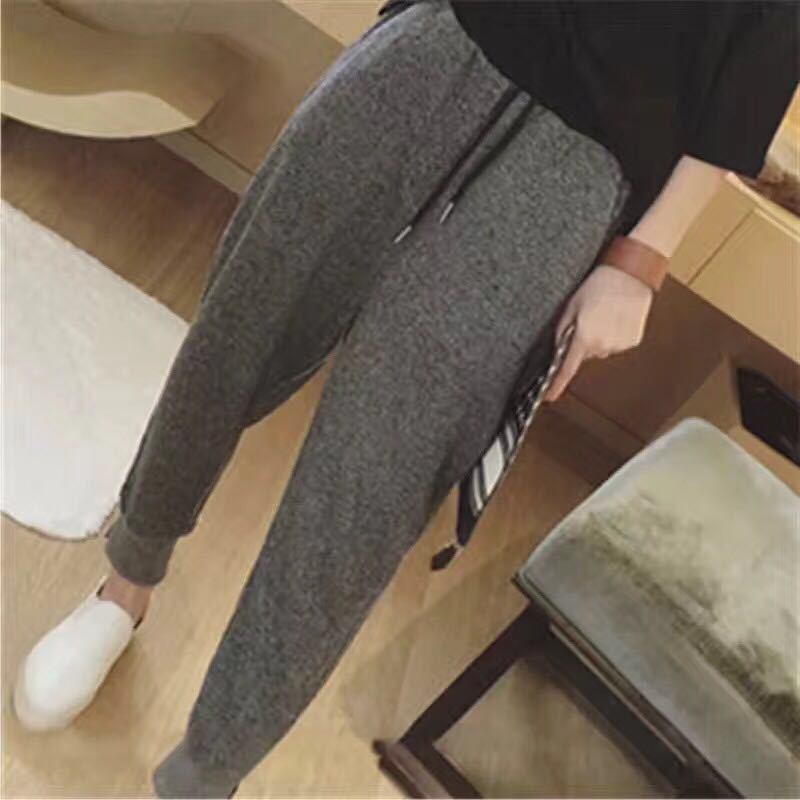 韓國原單 新款加絨加厚寬松抽繩顯瘦小腳哈倫褲衛褲 女批發・進口・工廠・代買・代購