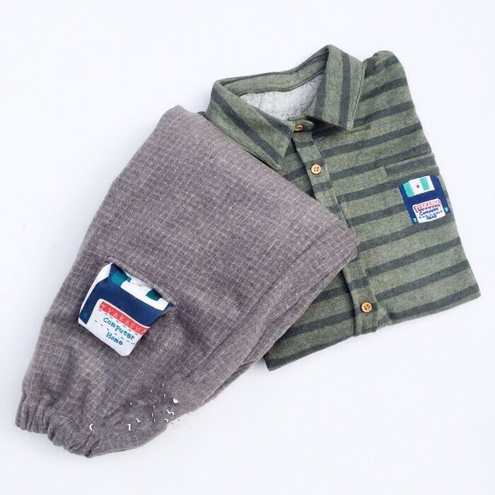 刺繡磁盤口袋灰小格毛呢寬松闊腿長褲批發・進口・工廠・代買・代購