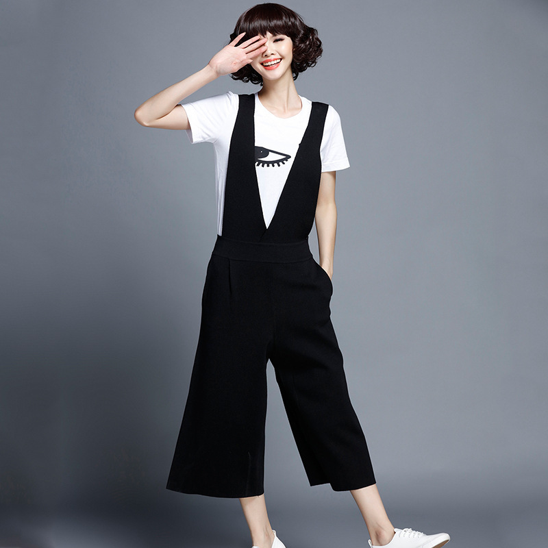 小香風時尚女士潮品2016秋季女裝新款純色寬松休閒背帶褲現貨代發批發・進口・工廠・代買・代購