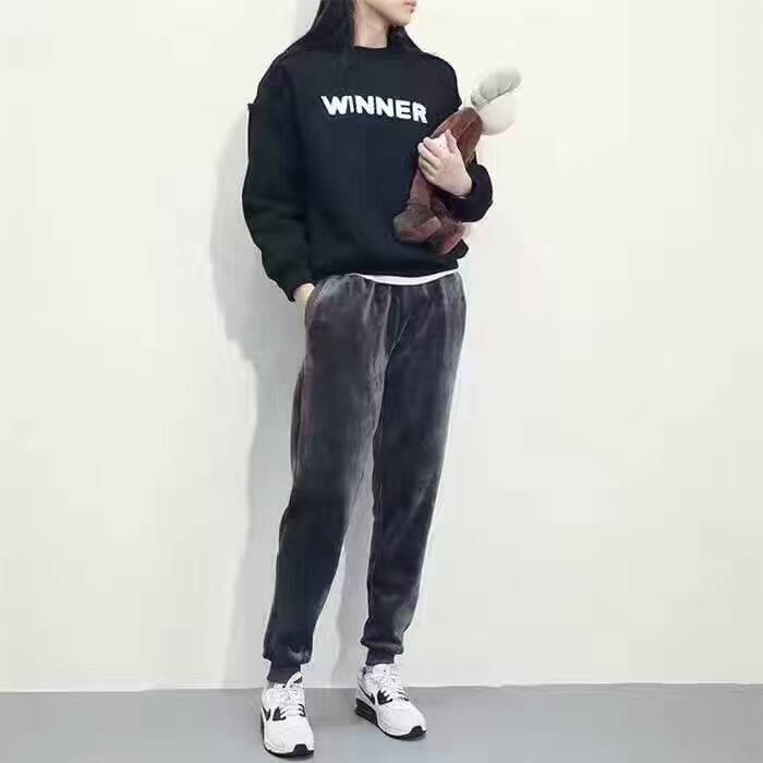 秋冬季金絲絨加絨運動褲 長褲小腳哈倫褲 加厚休閒褲束腳褲衛褲工廠,批發,進口,代購